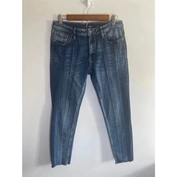 Women's Miss Me Ankle Skinny Jeans - Size 30 Two Tone Contrast Raw Hem EUC! 0124 - Picture 1 of 13